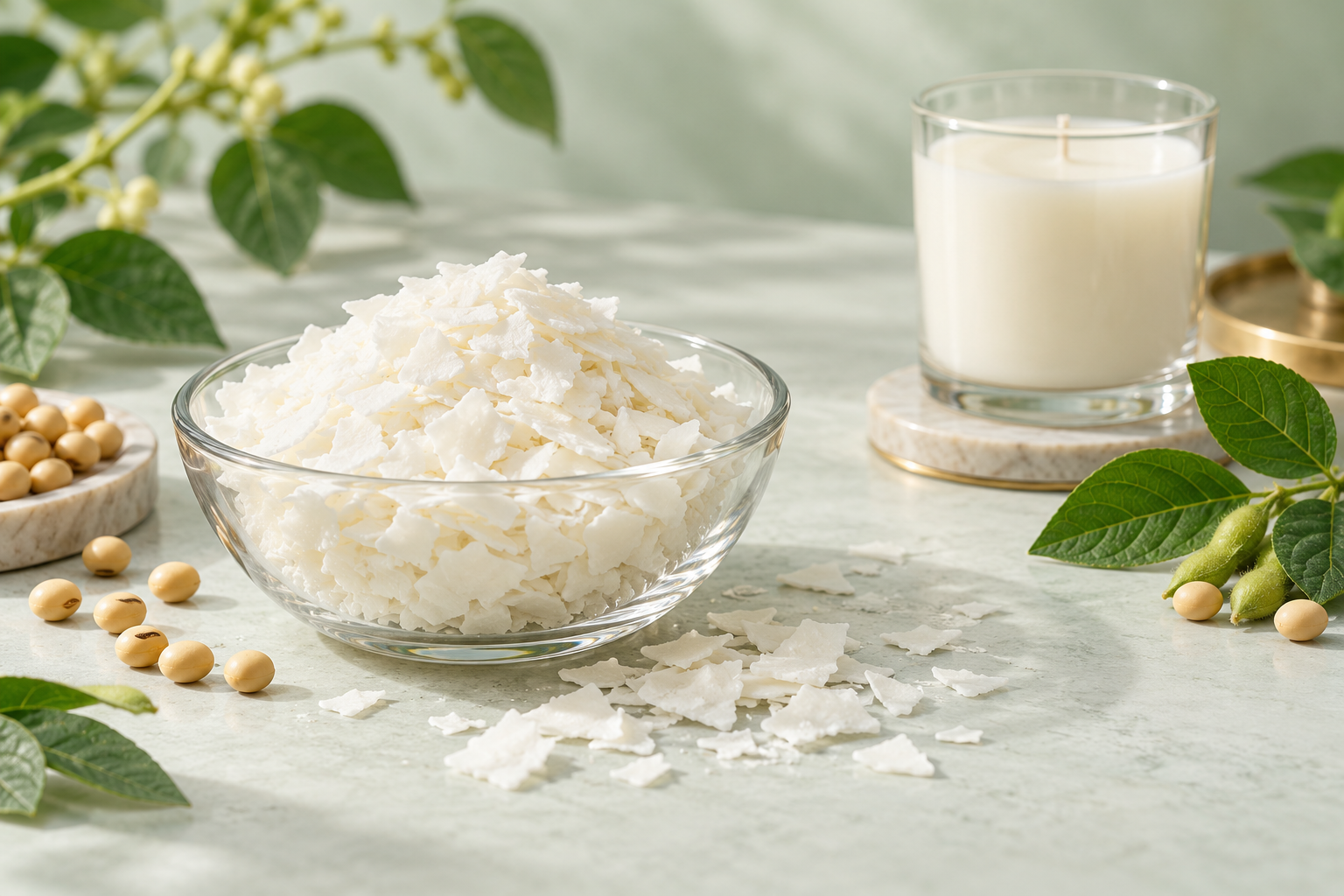 Sáp đậu nành dạng vảy màu trắng dùng làm nến thơm